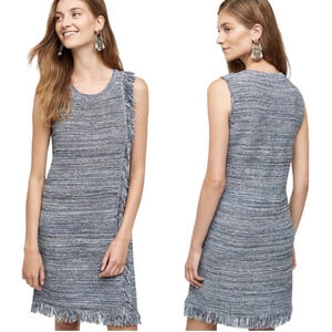 NWT Anthropologie Holding Horses Blue Fringe Knit Sweater Midi Dress